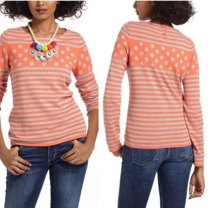 Donated - Anthropologie Orange & Grey Striped Polka Dot Sweater